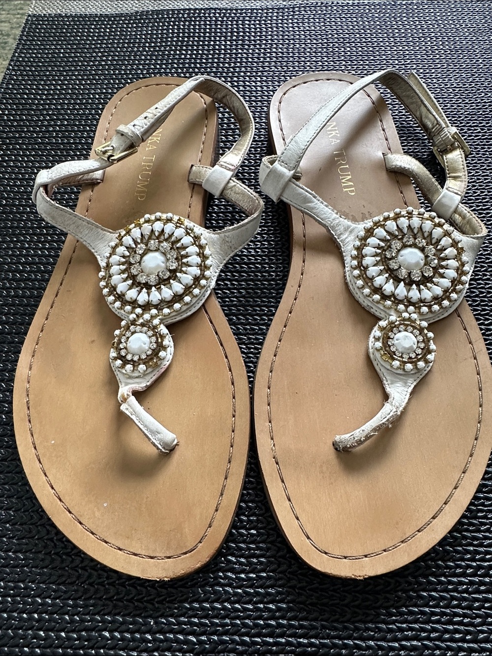 Ivanka Trump White Beaded leather Sandals